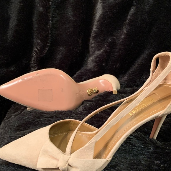 Aquazzura PARISIENNE BOW SUEDE PUMPS - Picture 4 of 15